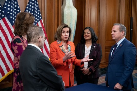 US Speaker of the House Nancy Pelosi attends a bill enrollent ceremony, Washington, Usa - 02 Mar 2022