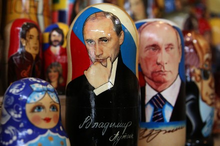 Babushka Dolls Depicting Russian President Vladimir Editorial Stock