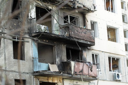 Destroyed Apartment Building Hit By Shell Editorial Stock Photo - Stock ...