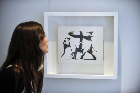 F.a.c.e.t ( For Africa's Children Every Time ) A Charity Established By Jeweler Laurence Graff Who Has Placed Work Donated By The Most Important Contemporary Artists Today And To Be Auctioned At Christie's. Heavy Weaponry By Banksy Pictures By Glen