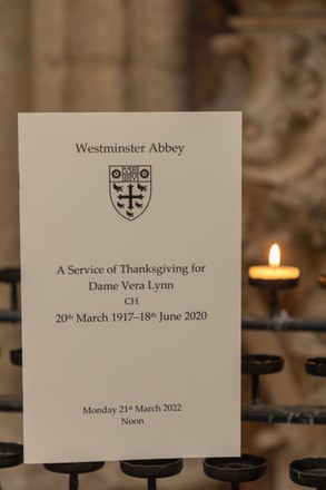 A service of Thanksgiving for Dame Vera Lynn, Westminster Abbey London, UK - 21 Mar 2022