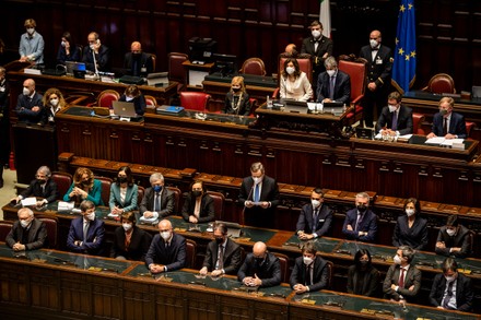 Ukrainian President Zelensky addresses members of the Italian Parliament, Rome, Italy - - 22 Mar 2022