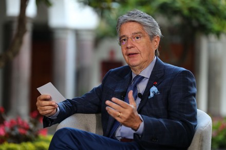 President Ecuador Guillermo Lasso Speaks Interview Editorial Stock ...