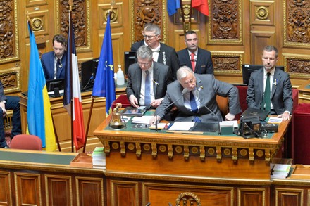 Ukrainian President Volodymyr Zelensky Gives A Speech At The French Parliament In Paris At Senat, France - 23 Mar 2022