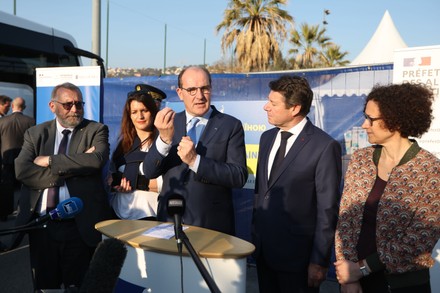 France's Prime Minister visits a reception center for Ukrainian refugees in the French riviera city of Nice - 24 Mar 2022