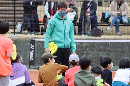 Tennis player Kei Nishikori and former tennis player Kimiko Date attend the opening ceremony of the red clay tennis courts, Tokyo, Japan - 26 Mar 2022