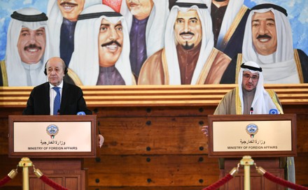 French Foreign Minister and Kuwaiti Foreign Minister press conference, Kuwait City - 29 Mar 2022