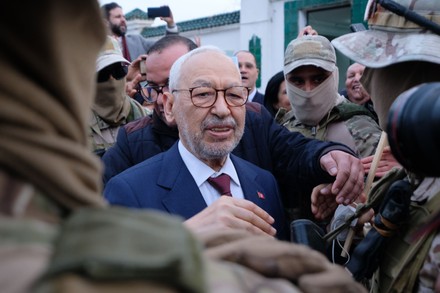 Rached Ghannouchi released after questionning., Bouchoucha, Bardo, Tunis, Tunisia - 01 Apr 2022