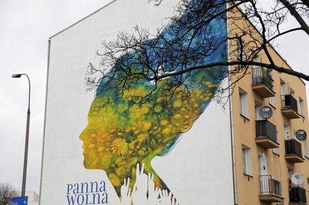 A mural dedicated to the Ukrainian women in Warsaw, Poland - 04 Apr 2022