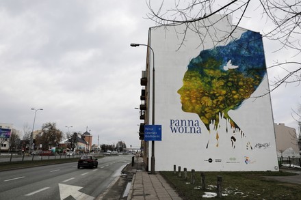 A mural dedicated to the Ukrainian women in Warsaw, Poland - 04 Apr 2022
