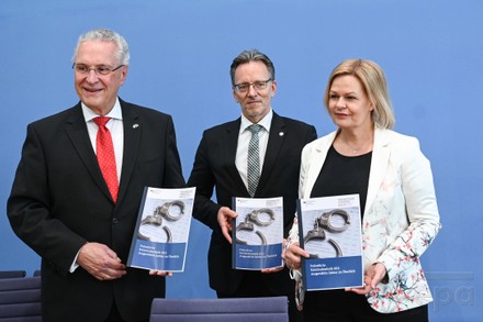 German report on the 2021 police criminal statistics press conference, Berlin, Germany - 05 Apr 2022