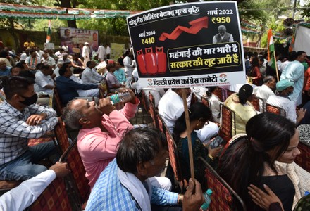 Congress Protest Against Rising Fuel Prices, New Delhi, Delhi, India - 07 Apr 2022