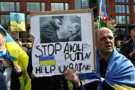 Stop Russian Terror in Ukraine" Protest in Manchester, UK - 09 Apr 2022