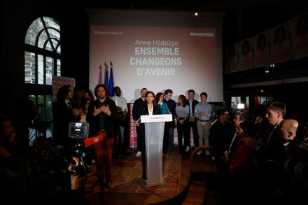 Reactions at Hidalgo campaign headquarters after the first round results, Paris, France - 10 Apr 2022
