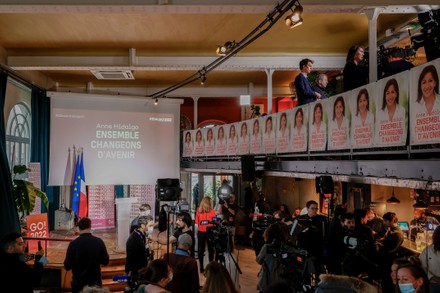 Reactions at Hidalgo campaign headquarters after the first round results, Paris, France - 10 Apr 2022