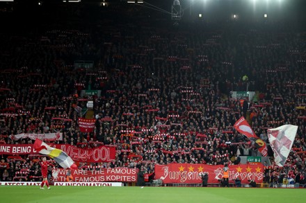 Liverpool Fans Banners Flags On Kop Editorial Stock Photo - Stock Image ...