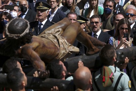 Christ of Good Death and Souls Cross carried by Spanish Legionnaires in Malaga, Spain - 14 Apr 2022