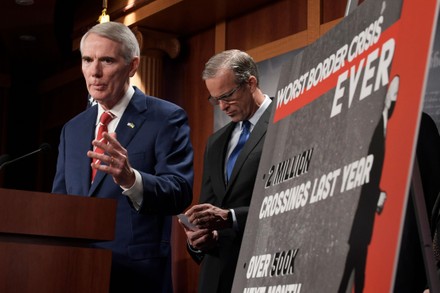 Senator Portman, Senate Republicans hold press conference on border and Title 42 in Washington, US - 27 Apr 2022