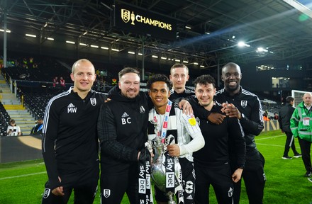 Close up of a Fulham scarf with 'EFL Championship 2021/22' embroiled on it  before the Sky Bet Championship match at Craven Cottage, London. Picture  date: Monday May 2, 2022 Stock Photo - Alamy