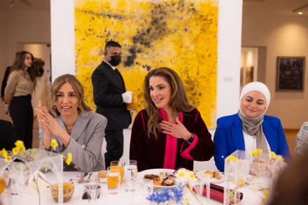 Queen Rania during an iftar with a group of accomplished young women, Amman, Jordan - Apr 2022