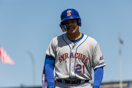 April 30, 2022: Rochester Red Wings infielder Luis Garcia (2) makes a throw  against the Syracuse Mets. The Rochester Red Wings hosted the Syracuse Mets  in an International League game at Frontier