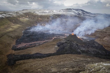 Fissure Eruption Mount Fagradalsfjall After Village Editorial Stock ...