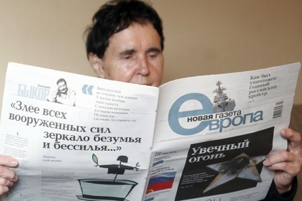 Woman Reads Copy Novaya Gazetas European Editorial Stock Photo - Stock ...