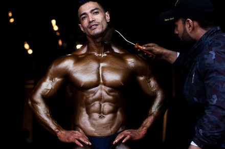 Nepalese Bodybuilders Pose During First Round Editorial Stock Photo ...