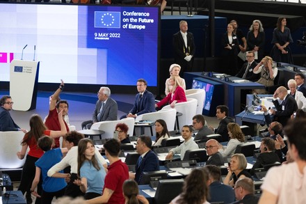 Macron Durin the Closing Session of the Conference on the Future of Europe, Strasbourg, France - 09 May 2022
