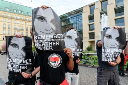 Memorial rally for Heather Heyer in front of the US Embassy in Berlin, berlin, berlin, germany - 12 Aug 2019