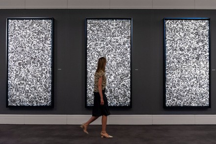 "Black and White Paintings" exhibition preview by Robbie Williams and Ed Godrich, LONDON, UK - 12 May 2022