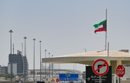 Flags at half mast in Kuwait in mourning of Sheikh Khalifa bin Zayed Al Nahyan, Kuwait City - 14 May 2022