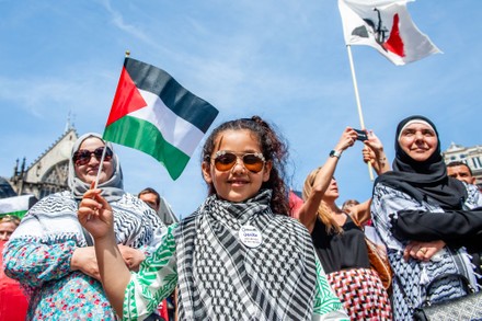 Palestinian Flags March Held In Amsterdam, Netherlands - 15 May 2022