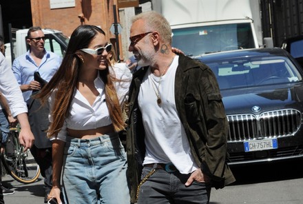 Exclusive - Gianluca Vacchi and Sharon Fonseca out and about, Milan, Italy - 16 May 2022