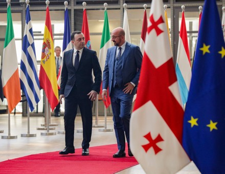 Prime Minister of Georgia Irakli Garibashvili visits EU, Brussels, Belgium - 17 May 2022