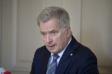 Finnish President Sauli Niinisto Reacts During Editorial Stock Photo ...