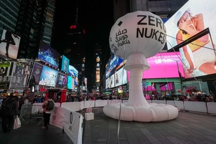 Amnesia Atómica NYC: ZERO NUKES By Pedro Reyes In Times Square, New York City, United States - 18 May 2022