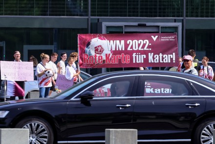 Protest against Qatar's hosting of the World Cup in Berlin, Germany - 20 May 2022