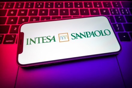 This Photo Illustration Intesa Sanpaolo Logo Editorial Stock Photo ...