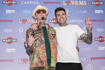 Singers Fedez and J-Ax present their benefit concert. Milan - Italy - 23 May 2022