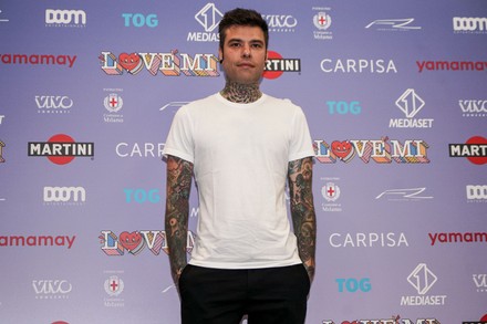 Singers Fedez and J-Ax present their benefit concert. Milan - Italy - 23 May 2022