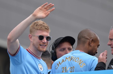 Manchester City team celebrate Premier League title, United Kingdom - 23 May 2022