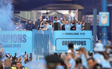 Manchester City team celebrate Premier League title, United Kingdom - 23 May 2022