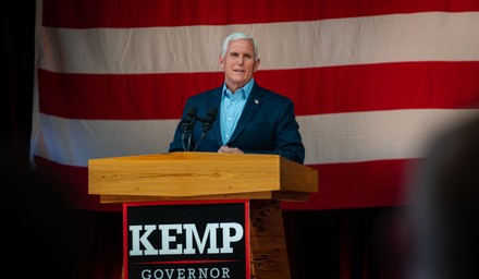 Kemp for Governor Rally with Vice President Mike Pence, Aviation Development Group Hangar, Kennesaw, GA - 23 May 2022
