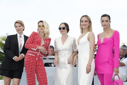 Lea Seydoux, Kristen Stewart, Nadia Litz, Denise Capezza & Lihi Kornows at  the 'Crimes of The Future' 75th Cannes Film Festival Photocall