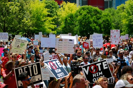 On Friday, May 27th, 2022, protestors gathered by the thousand outside George R. Brown Convention Center in Houston, Texas, to stage a demonstration against the NRA and those in attendance at the event including Donald Trump, Ted Cruz, and other controversial right wing figures. Speakers at the protest included Texas gubernatorial candidate Beto O'Rourke, Parkland shooting survivor David Hogg, and Congresswoman Shiela Jackson Lee.
