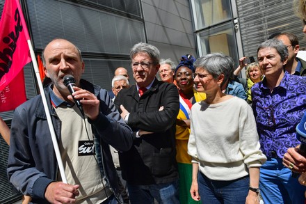 JL Melenchon and S. Rousseau support BNF strike, Paris, France - 01 Jun 2022