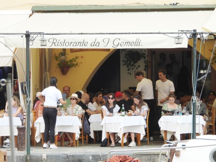 Elisabetta Canalis has lunch at Ai Gemelli restaurant after a photoshoot, Portofino, Italy - 06 Jun 2022