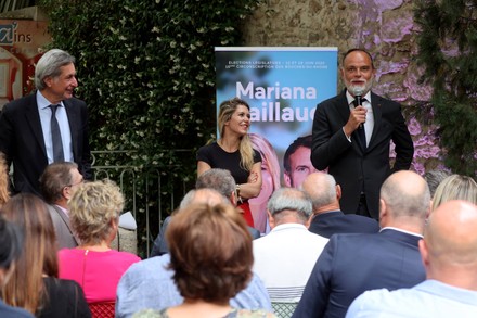 Patrick de Carolis, Edouard Philippe, Mariana Caillaud.
France's former Prime Minister and Le Havre mayor Edouard Philippe during a campaign visit prior to support Mariana Caillaud and Patrick de Carolis at public meeting for Bouches du Rhône region, on Arles city, on June 9, 2022. French voter head to the polls on June 12 and 19 for France's legislative elections.
Former French Prime Minister and Mayor of Le Havre Edouard Philippe during a campaign visit before supporting Mariana Caillaud and Patrick de Carolis during a public meeting for the Bouches du Rhône region, on the city of Arles, on June 9, 2022. Voters will go to the polls in June on the 12th and 19th for the French legislative elections.