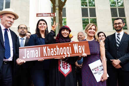 Street in front of Saudi Arabian named Jamal Khashoggi Way in Washington, DC, United States - 15 Jun 2022